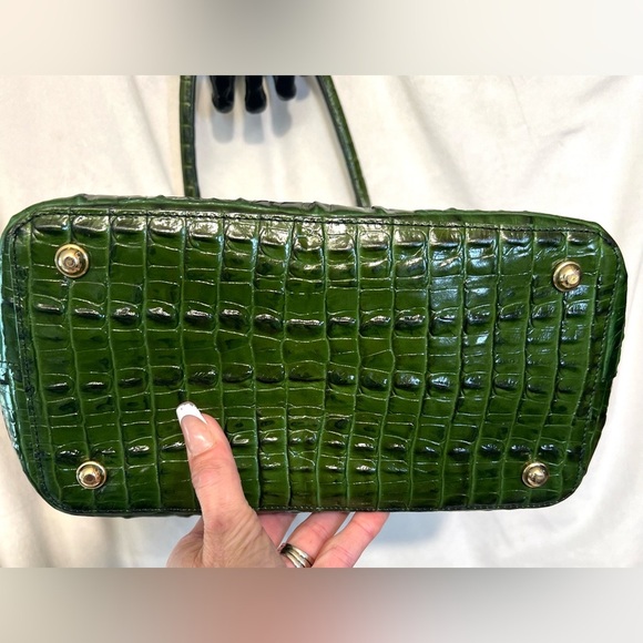 💚🐊BRAHMIN RACING GREEN LA SCALA GENUINE LEATHER STUNNING SWEETHEART TOTE🐊💚 - Picture 12 of 17